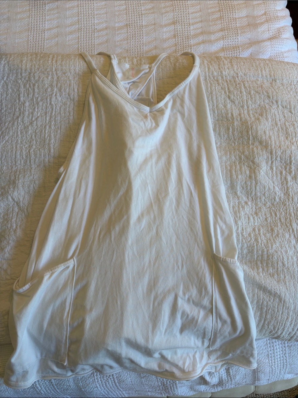 FP Movement by Free People Cream V-Neck Tank Dress